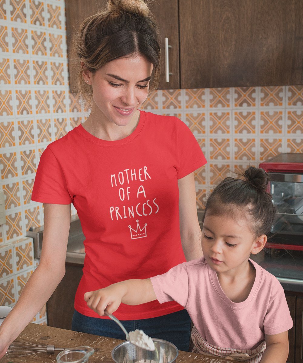 Moederdag T-shirt Mother Of A Princess | Rood - Maat L | Moederdag Cadeautje